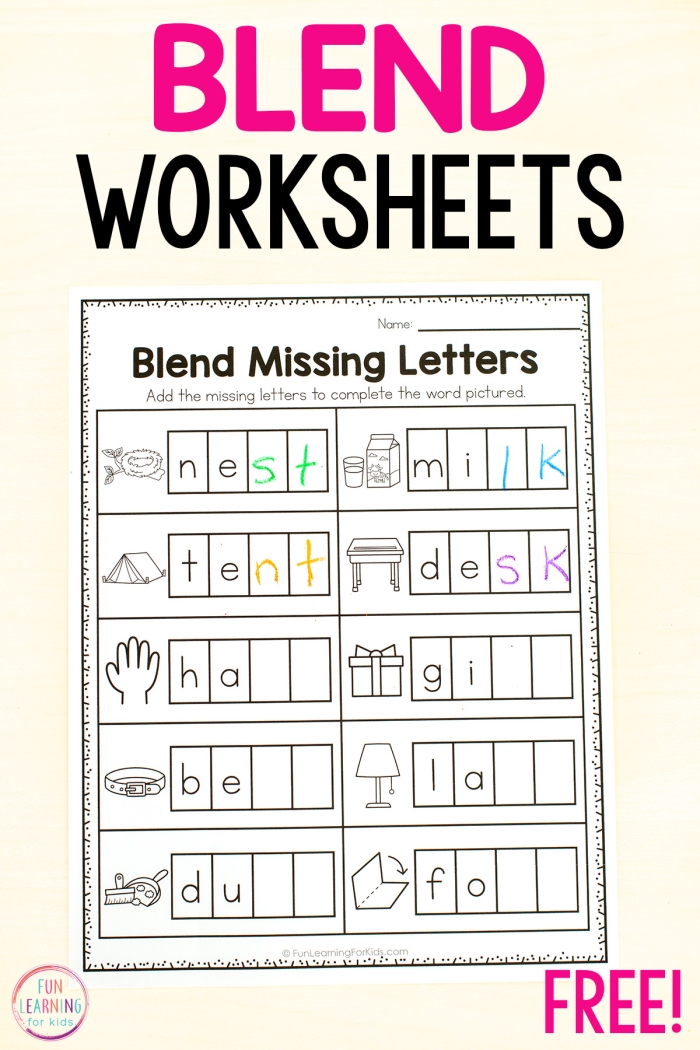 Blend at the Beginning worksheet for practicing initial consonant blends with young learners