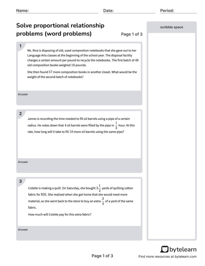 Block Party Planning: Proportional Relationship Performance Task Worksheet Image 25 Seventh-grade students engaged in a Block Party Planning worksheet focused on proportional relationships