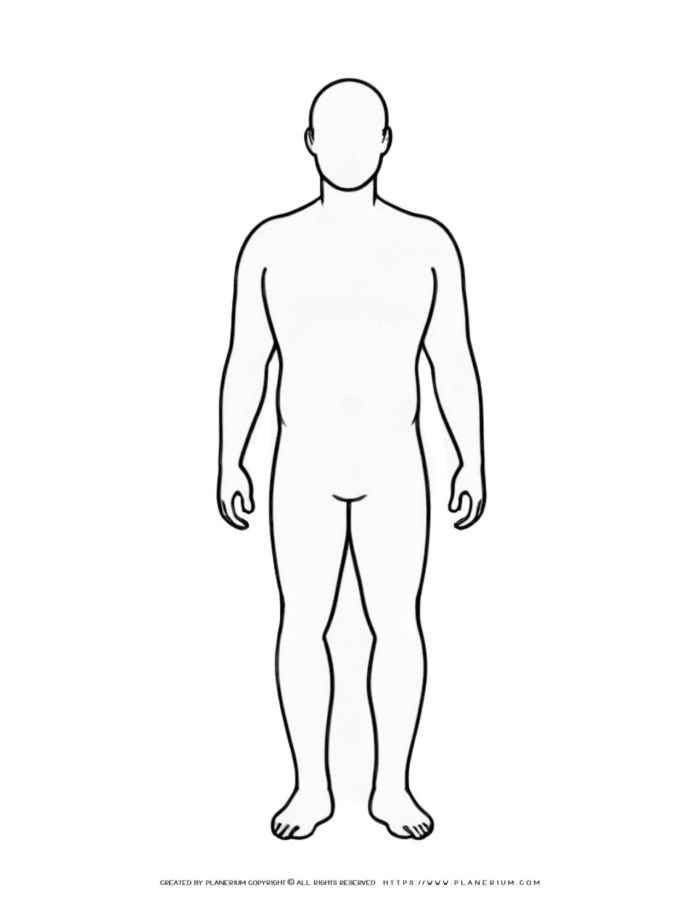 Fifth grade student drawing a human body outline on a large piece of paper for a life science lesson 19