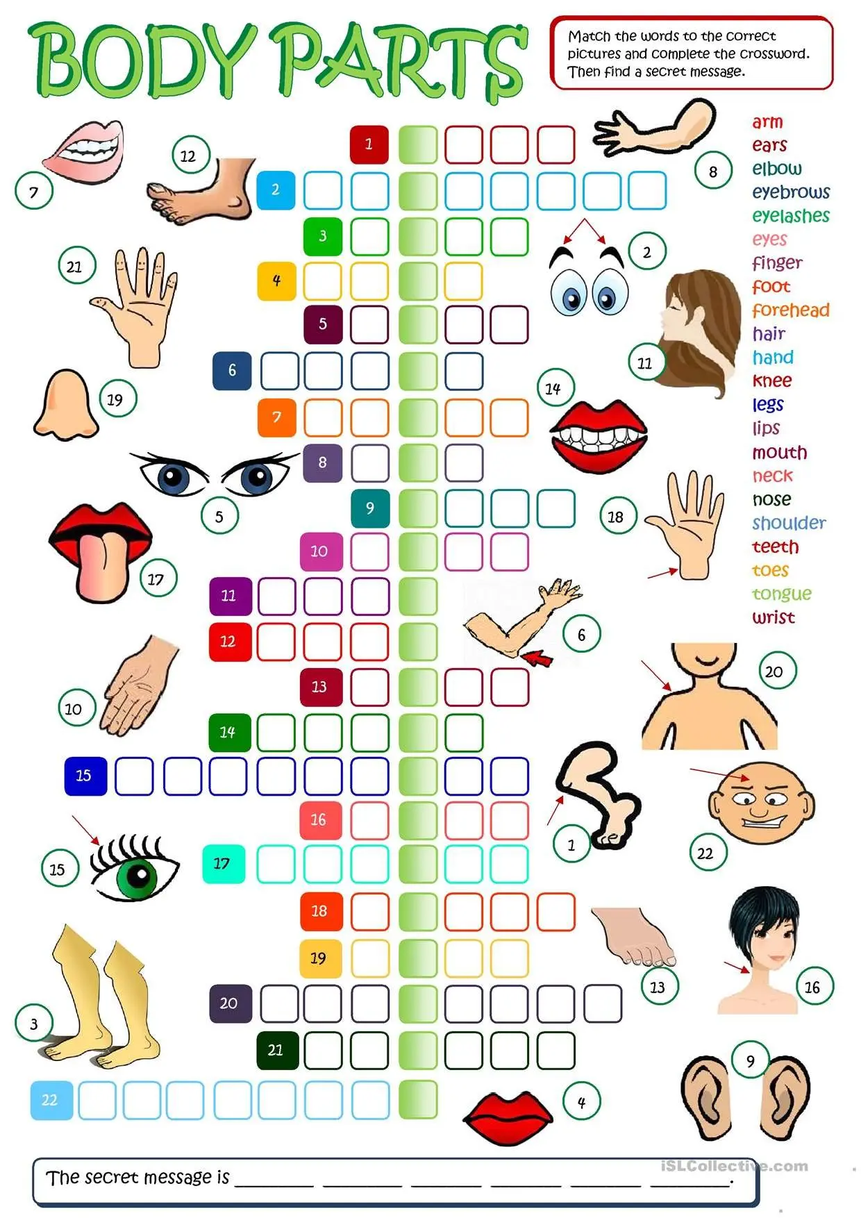 Alphabet worksheet for Fourth Grade Worksheet featuring body parts in Spanish for fourth graders to fill in the blanks. Educational resource for learning vocabulary related to anatomy in Spanish.