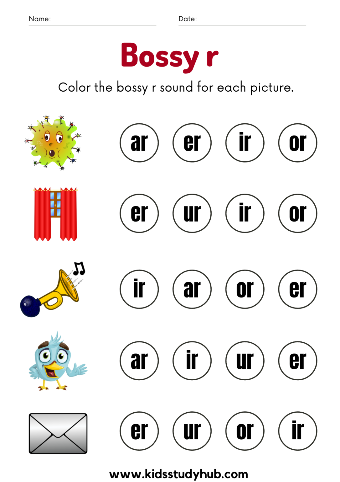 Engaging worksheet to help learners identify and categorize bossy R words Bossy R Sort worksheet for second graders featuring 12 words with bossy R sounds