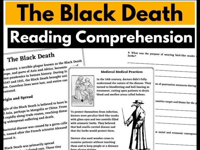 Bubonic Plague worksheet for sixth-grade students exploring historical events