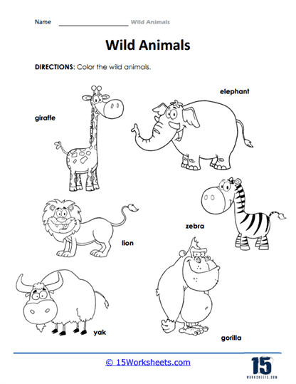 Image title for the Build a Bar Graph worksheet focused on analyzing animal preferences ALT text for a second-grade worksheet featuring a bar graph of favorite wild animals