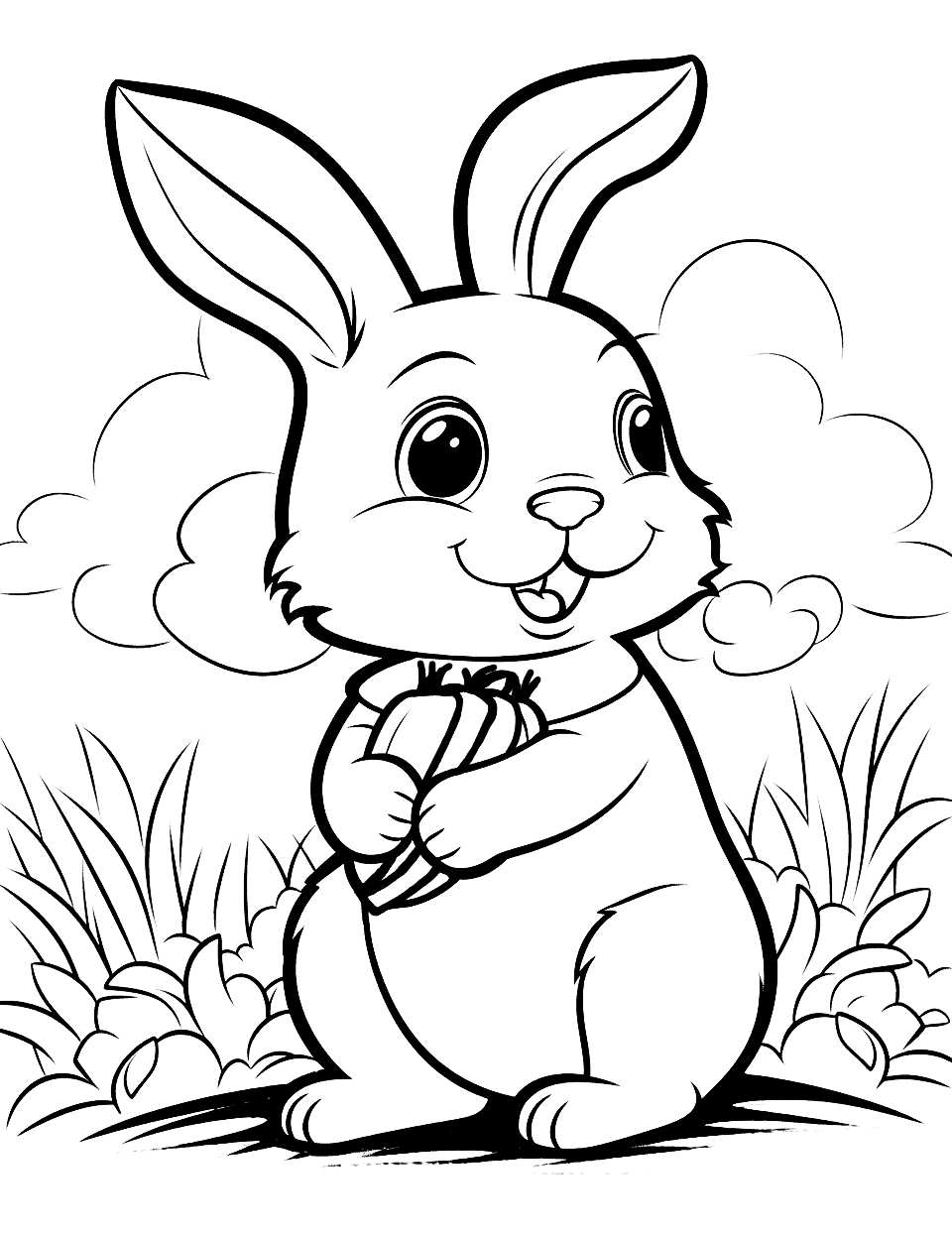 Bunny Coloring Page worksheet for preschoolers 16 Pre-K student coloring a funny bunny worksheet for Easter 16