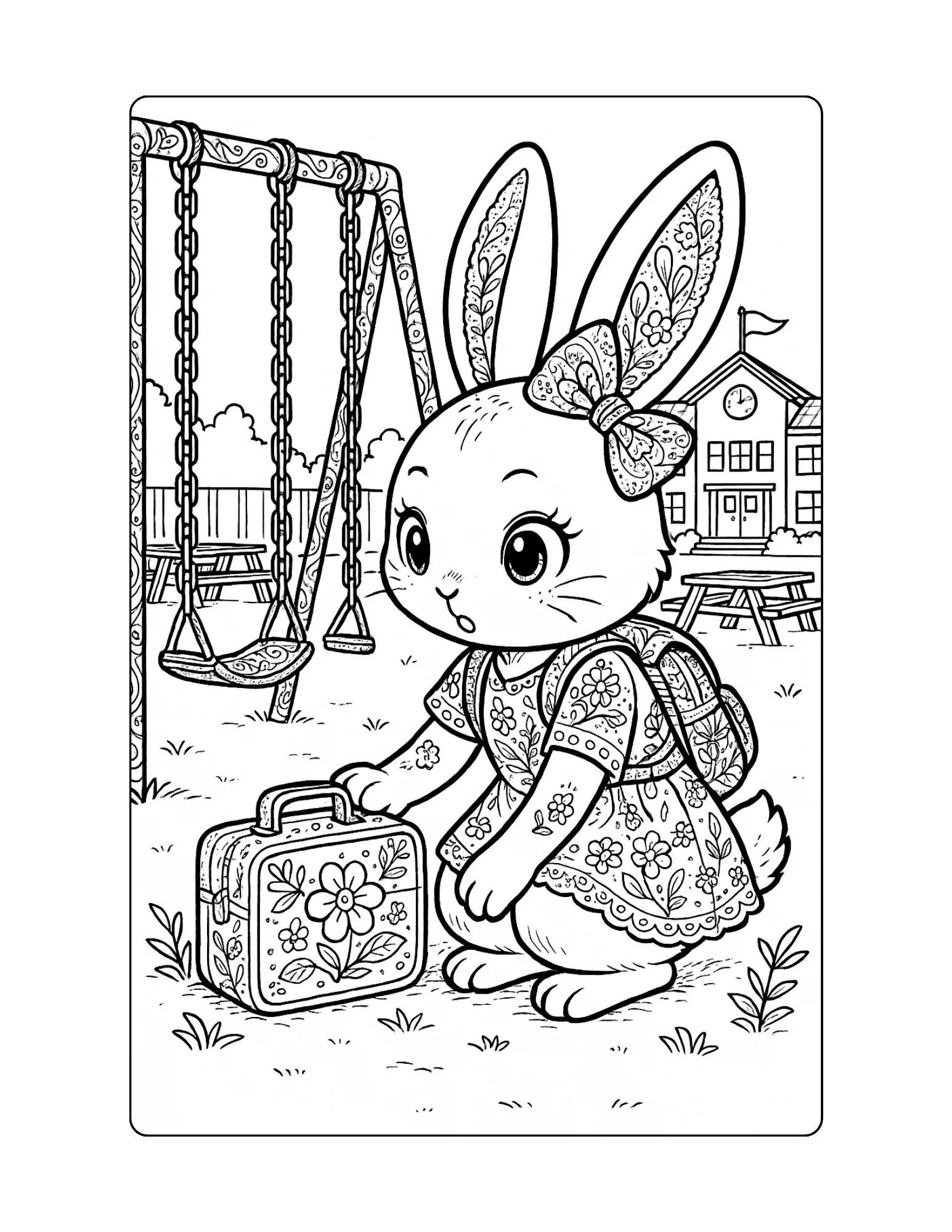 Bunny Coloring Page worksheet for preschoolers 20 Pre-K worksheet featuring a cute bunny for coloring practice number 20
