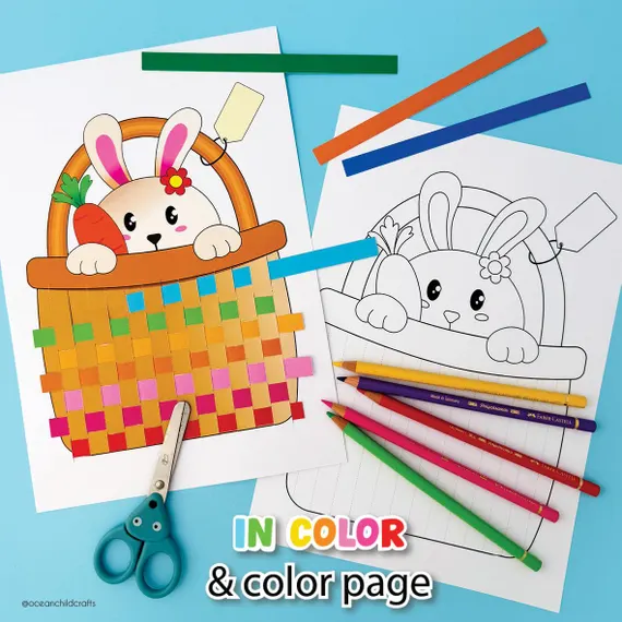 Writing worksheet for Pre-K Cute bunny coloring page for kids to decorate with festive Easter colors. Adorable bunny worksheet for Pre-K students to enjoy while learning.