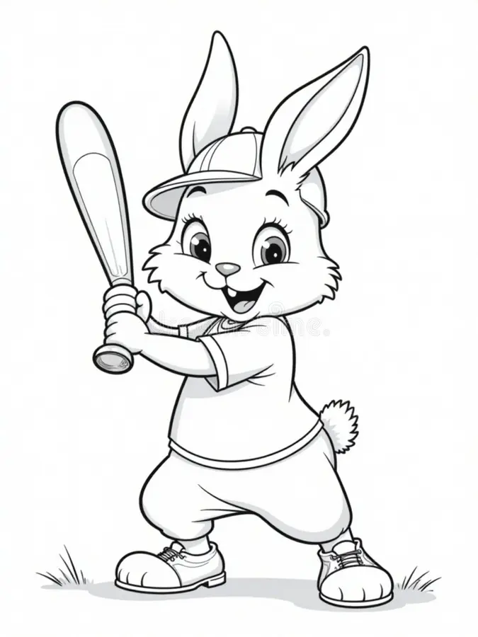 Easter Bunny coloring page worksheet number 7 for preschool students Pre-K worksheet featuring a cute bunny coloring page for Easter writing practice
