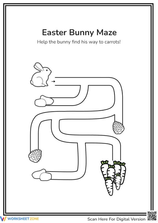 Fun Easter-themed maze activity for young learners in Spanish Bunny maze worksheet designed for Pre-K students to enjoy during Easter