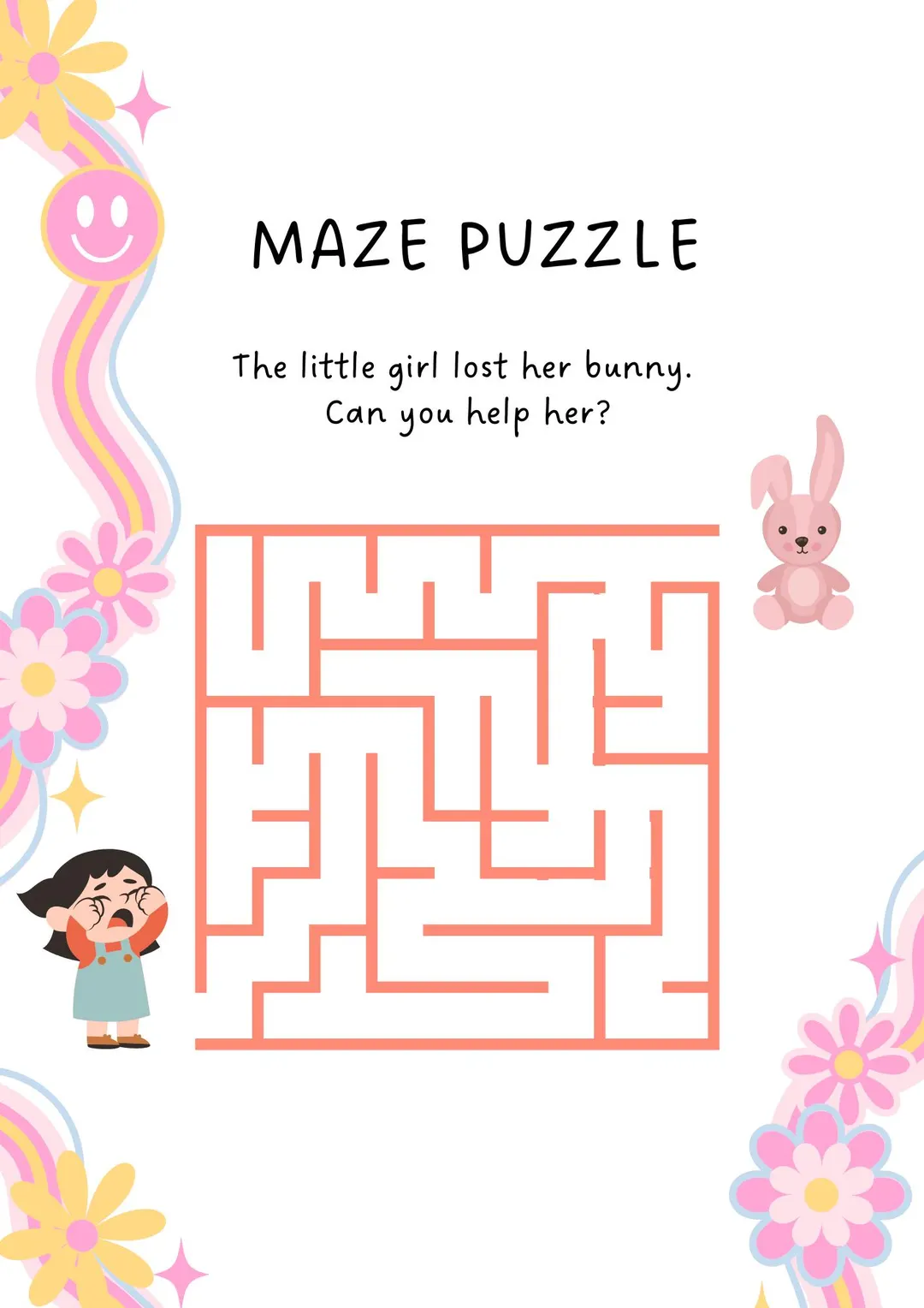 Engaging Easter puzzle for young learners featuring a bunny theme Bunny maze worksheet for Pre-K students to enjoy during Easter