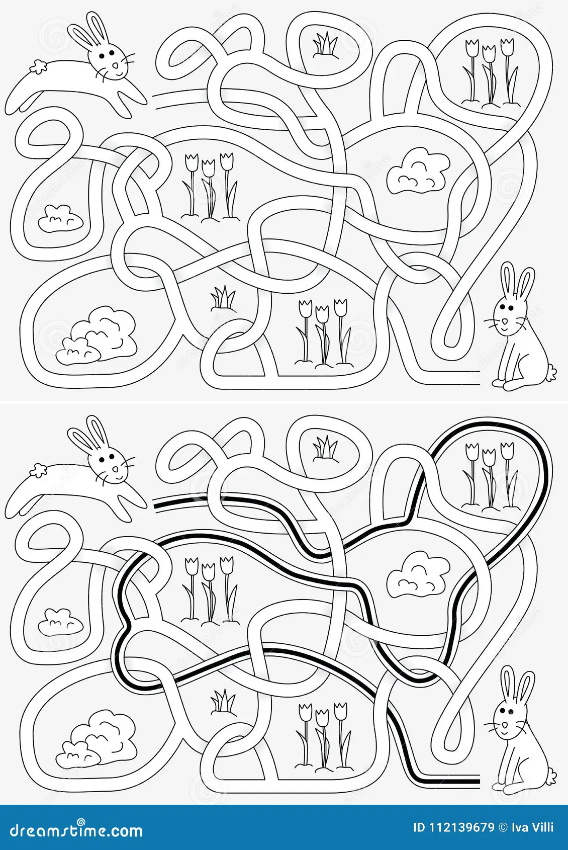 Easter-themed maze puzzle for young learners to enjoy Colorful Bunny Maze worksheet for Pre-K students in Spanish