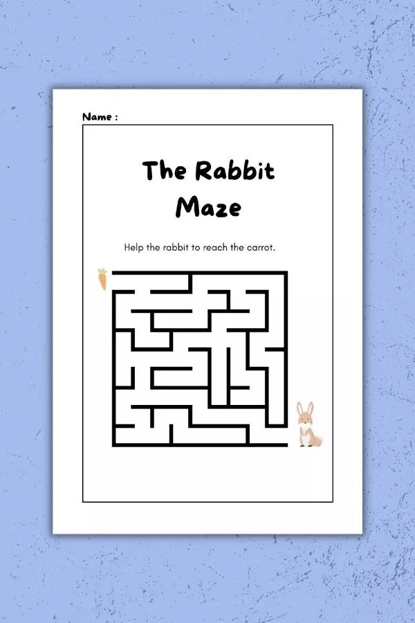 Easter puzzle worksheet featuring a fun bunny maze for young learners Bunny maze worksheet for Pre-K students to enjoy during Easter celebrations