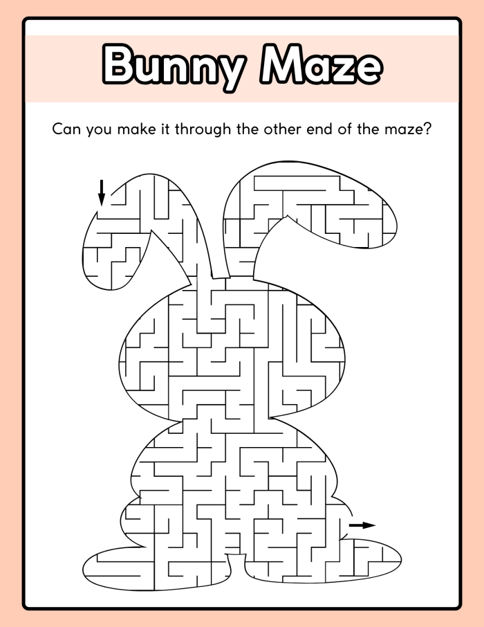Easter Bunny Maze Activity for Pre-K Learning and Entertainment Cute bunny maze worksheet for Pre-K kids in Spanish, perfect for Easter fun