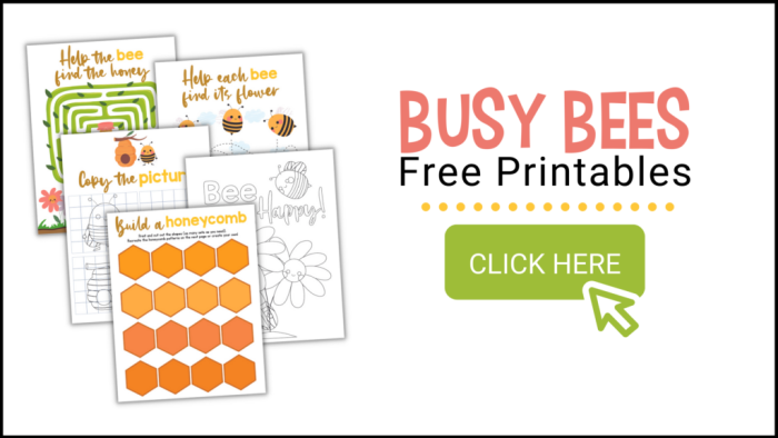 Busy Bees worksheet featuring vibrant graphics for preschoolers
