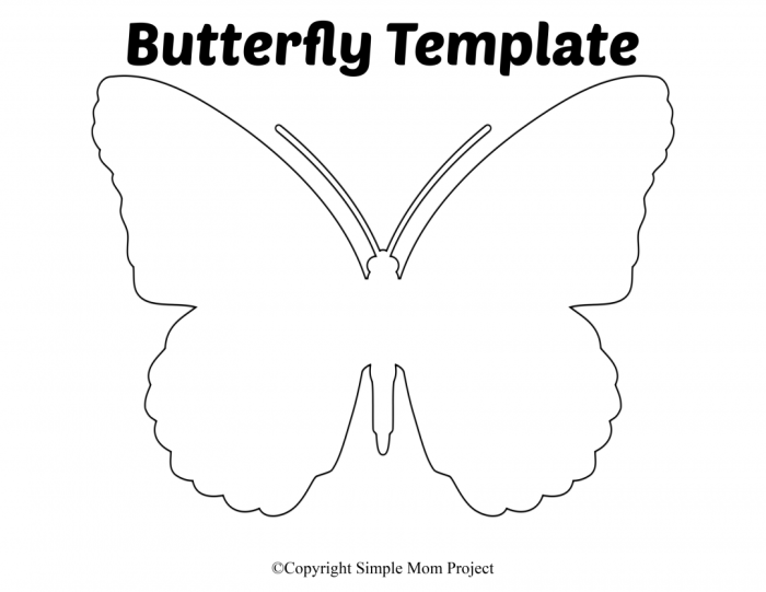 Colorful butterfly cutout template worksheet for arts and crafts activities in Spanish