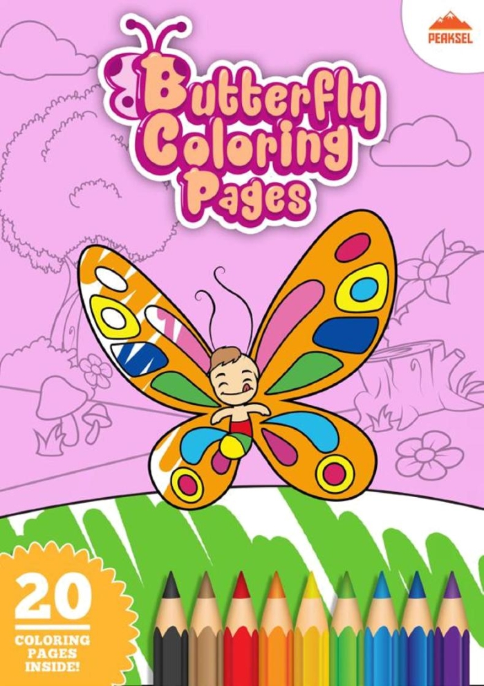 Colorful butterfly cutout template worksheet for arts and crafts activities
