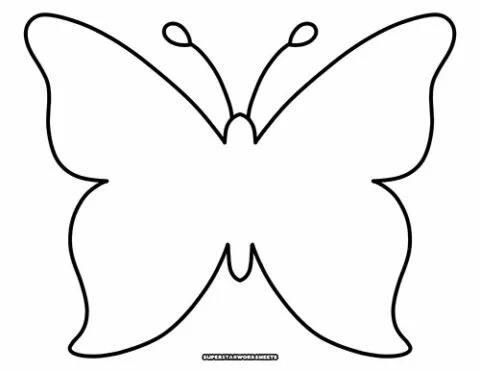 Pre-K Spanish worksheet featuring a simple butterfly cutout template for arts and crafts