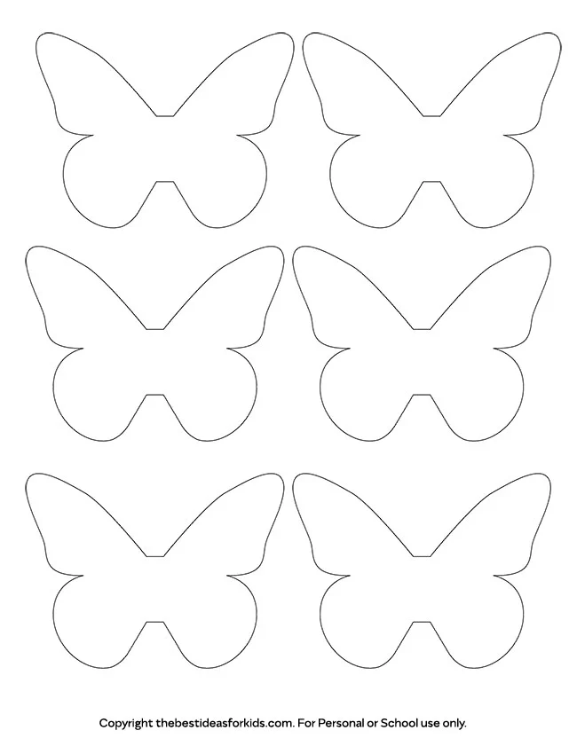 Butterfly cutout template worksheet for arts and crafts activities in Spanish for Pre-K students