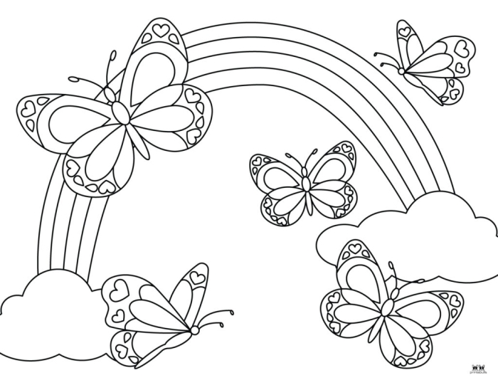 First grade butterfly life cycle coloring worksheet showing four stages of development