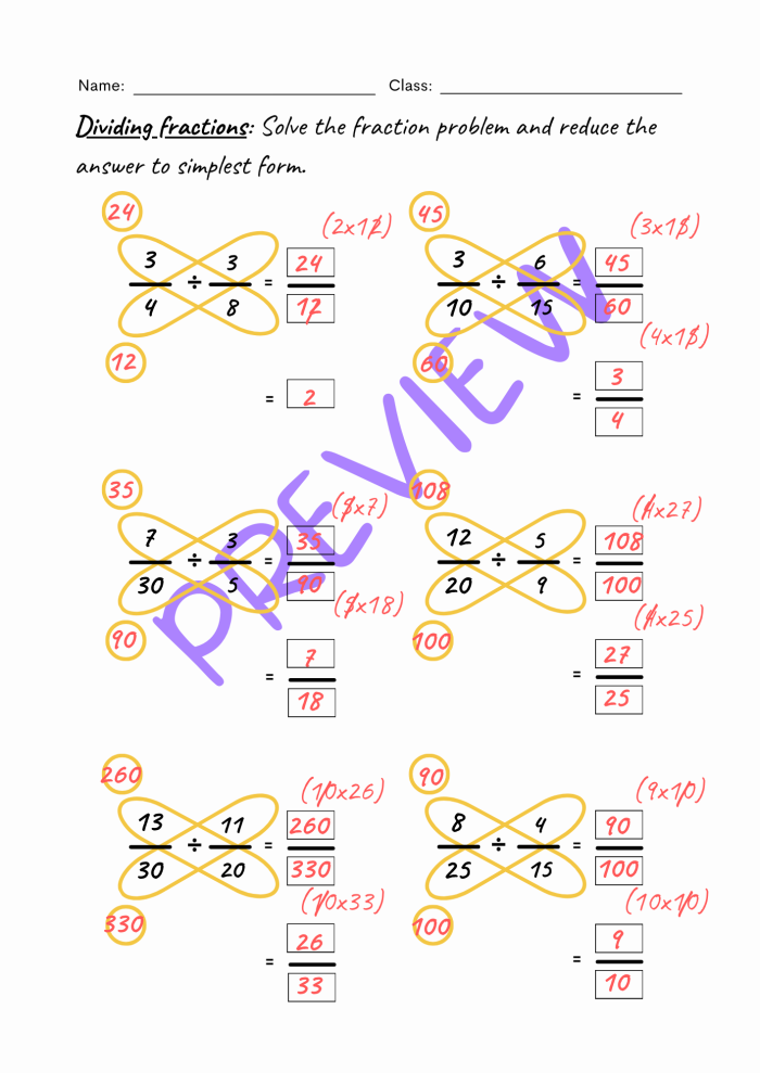 Butterfly method worksheet for fifth graders learning fraction subtraction