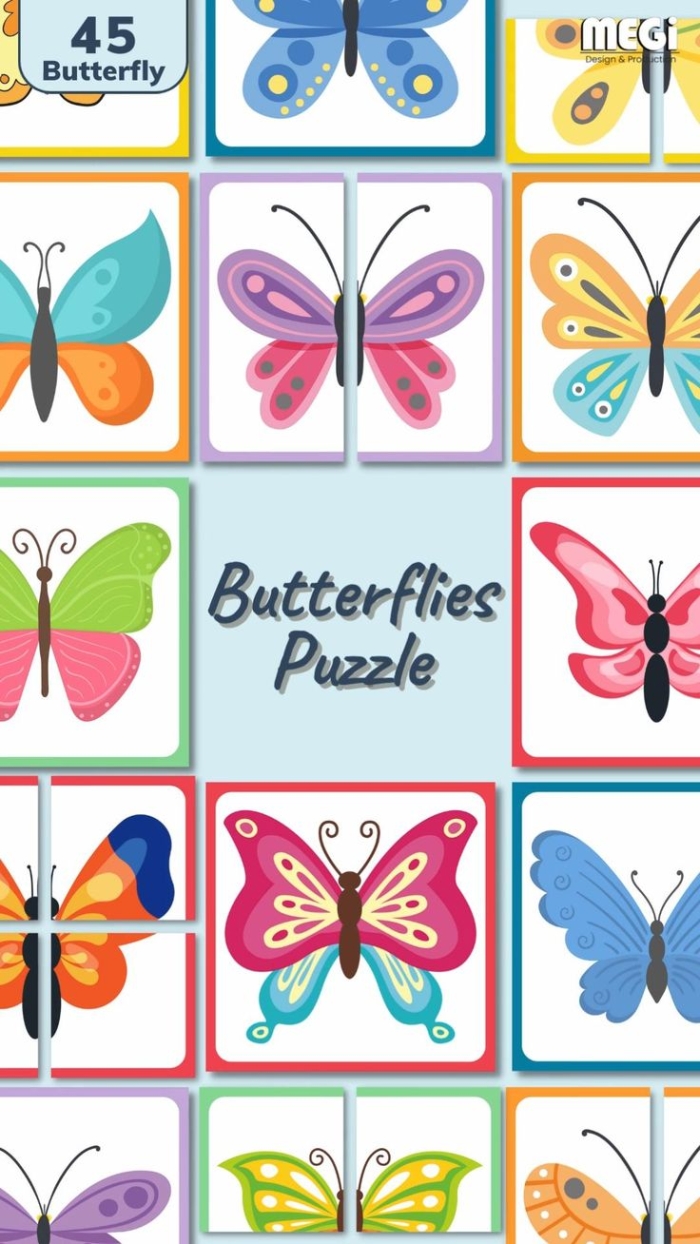 Coloring worksheet featuring butterfly symmetry for first graders
