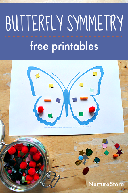 Colorful butterfly symmetry worksheet for first graders to enhance their geometry skills