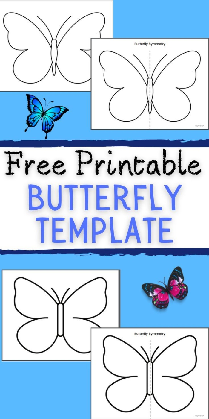 Colorful butterfly symmetry worksheet for first graders encouraging pattern extension and shape matching