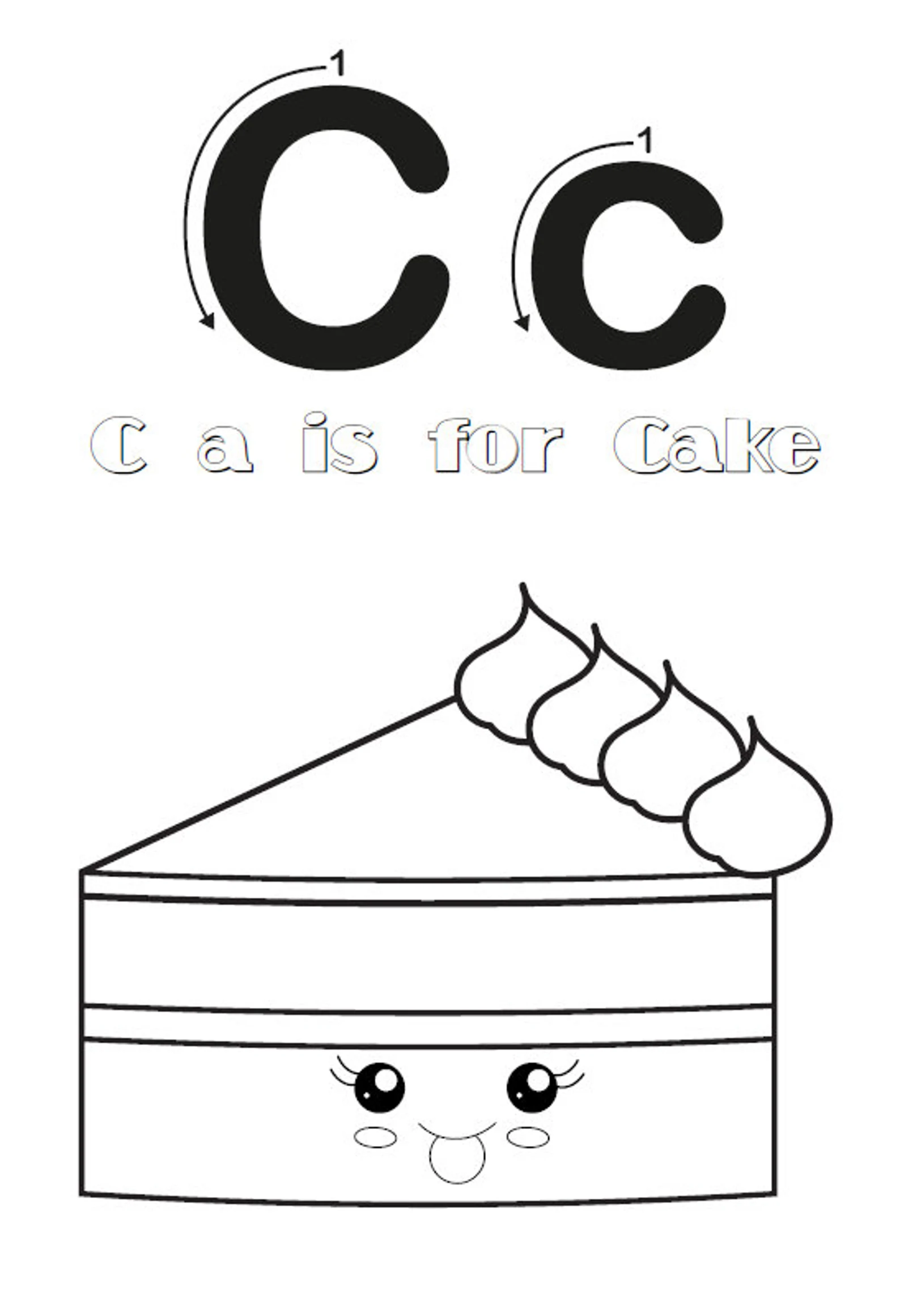 Fun C Is For... worksheet to enhance alphabet skills for Pre-K children Worksheet featuring the letter C for preschoolers to color and learn sounds
