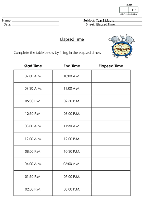 Interactive lesson on elapsed time designed for second grade students Calculate Elapsed Time worksheet for second graders to improve their time skills