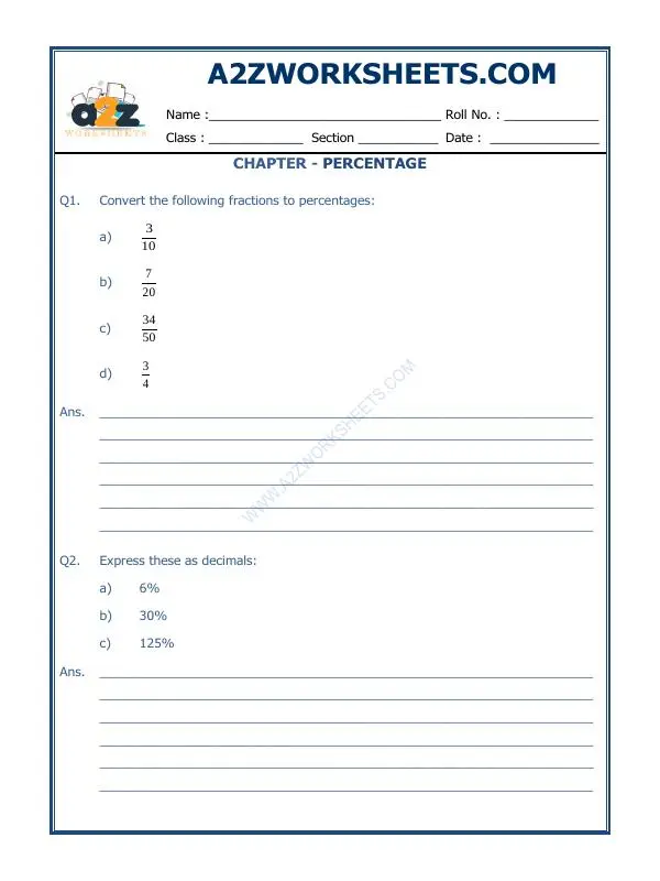Calculating Percentage Part 2 worksheet for Sixth Grade
