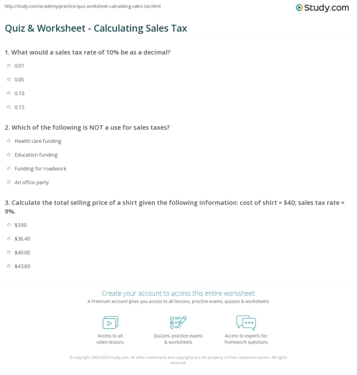 Reading worksheet for Sixth Grade Calculating Sales Tax worksheet for Sixth Grade