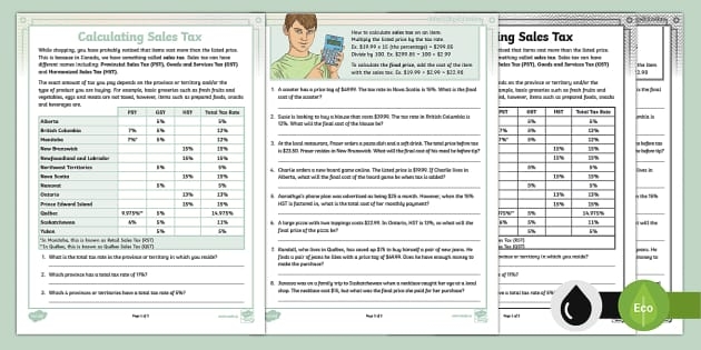 Reading worksheet for Sixth Grade Calculating Sales Tax worksheet for Sixth Grade