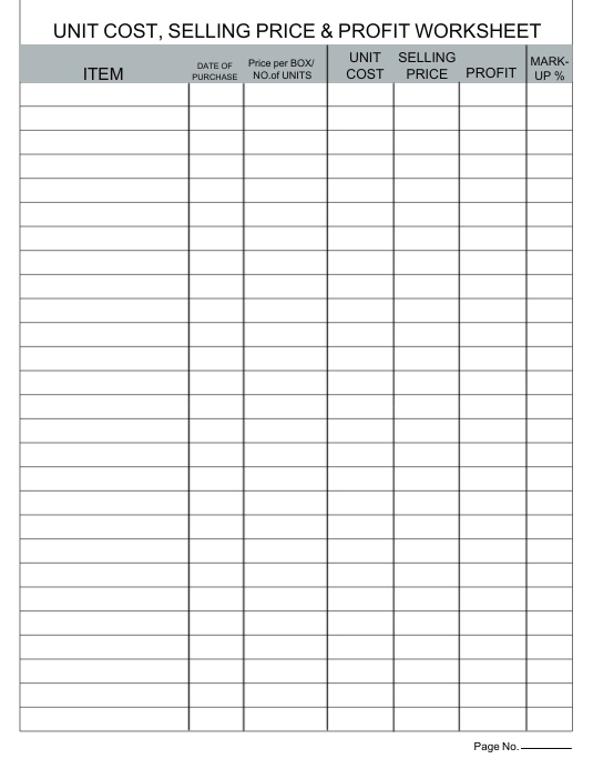 Worksheet featuring unit price calculation problems for sixth graders