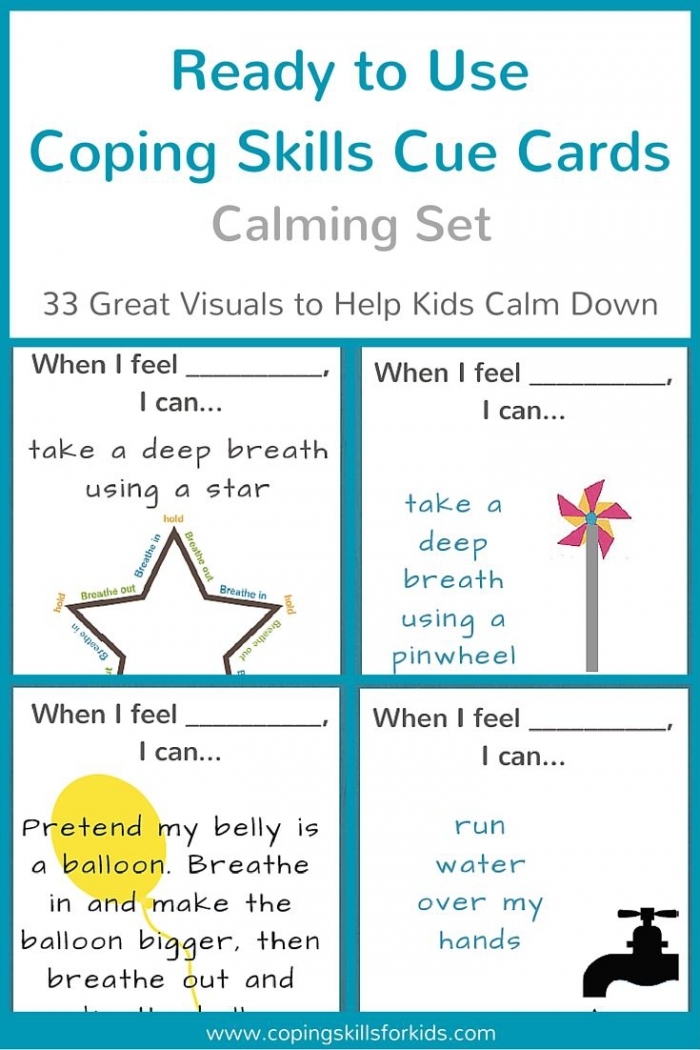 Calm Down Cards for Young Children worksheet for early emotional regulation Printable calm down cards featuring colorful graphics to help pre-k children manage big emotions