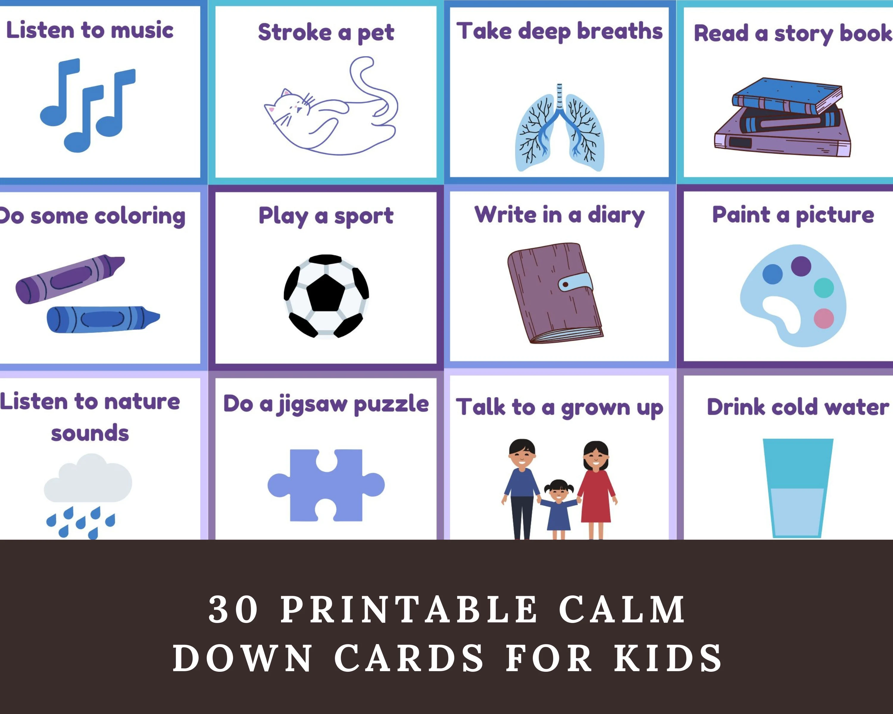 Self-regulation tools for preschoolers to navigate feelings effectively Calm Down Cards for Young Children worksheet designed to help manage big emotions