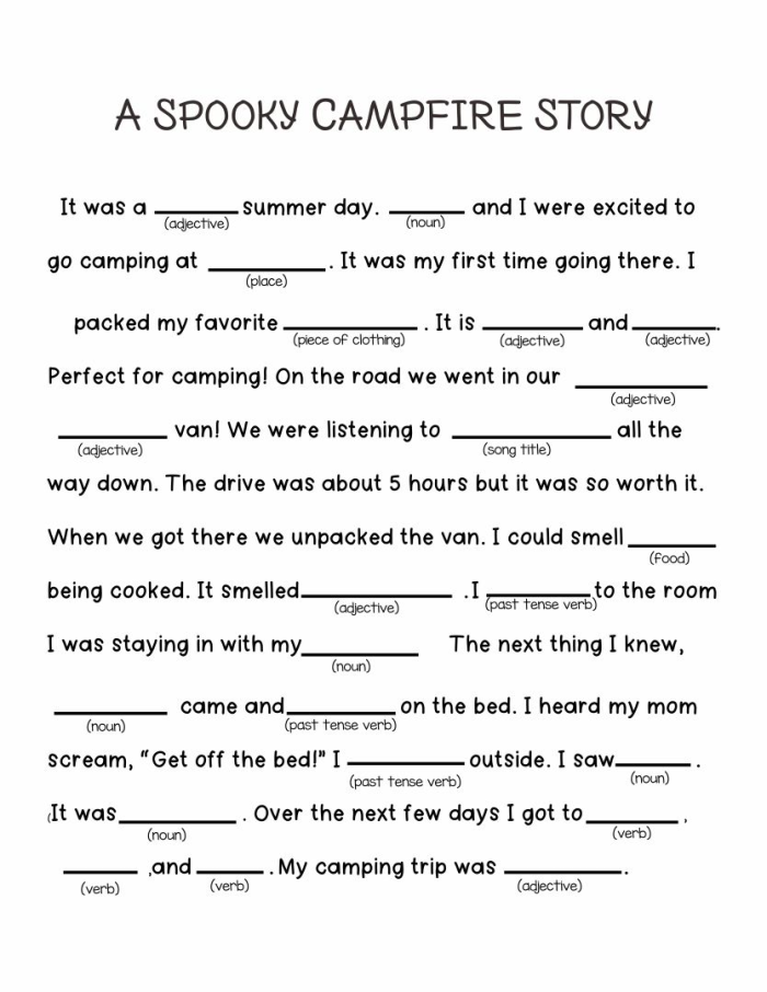 Crazy Stories Camping Adventure worksheet for third grade fractions 19 Third grade student completing a camping themed fraction worksheet with fill in the blanks