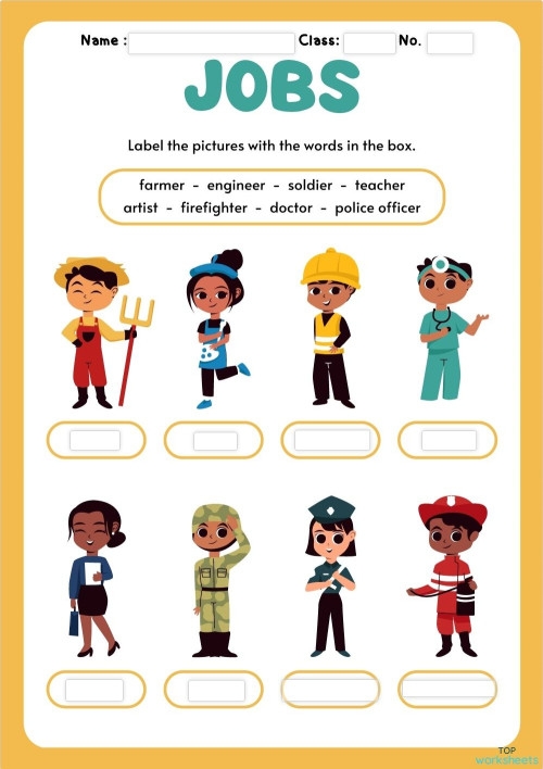 Different Types of Jobs Worksheet Five Data and Graphing Activity First grade students complete a data and graphing worksheet drawing and labeling three different types of jobs