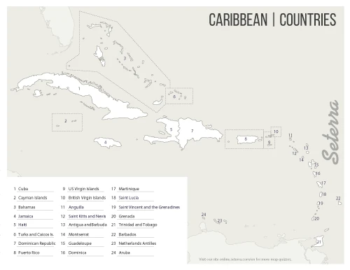 Fourth grade geography worksheet featuring a blank map of the Caribbean Islands for students to label