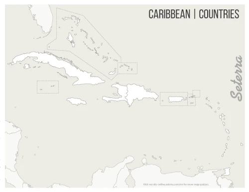 Map of Caribbean Islands for fourth-grade geography worksheet