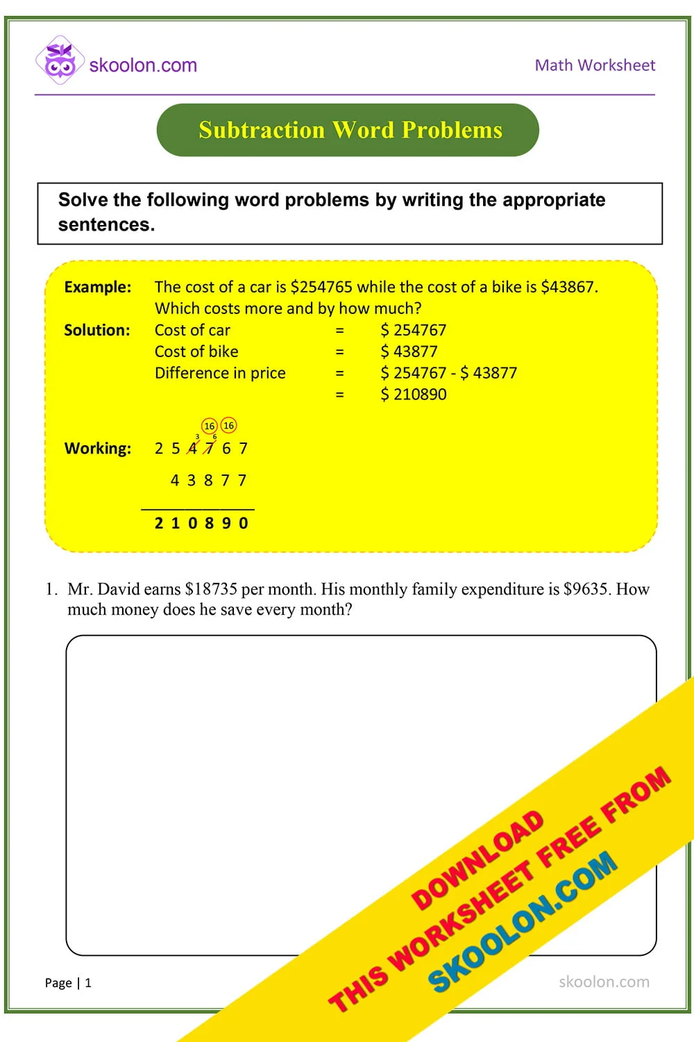 Second grade students solving two-digit addition and subtraction carnival word problems on worksheet number 15