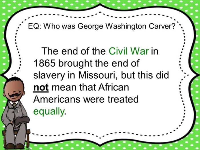Third grade historical heroes worksheet about the life and agricultural inventions of George Washington Carver