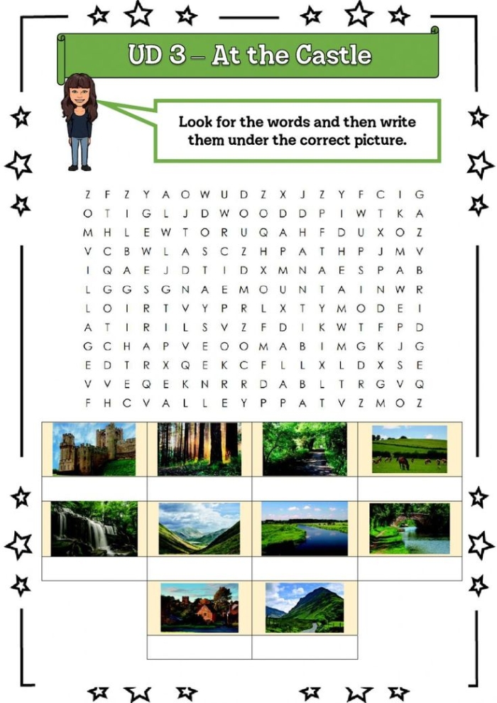 Escape the Castle Vocabulary worksheet for fourth graders featuring a princess. Engaging activity to help students learn vocabulary while guiding a princess out of a castle.