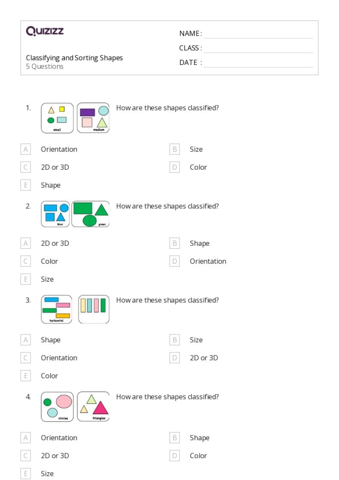 Categorize These Shapes Worksheet Number 24 Geometry Exercise Fifth grade printable worksheet for categorizing geometric shapes like quadrilaterals and triangles