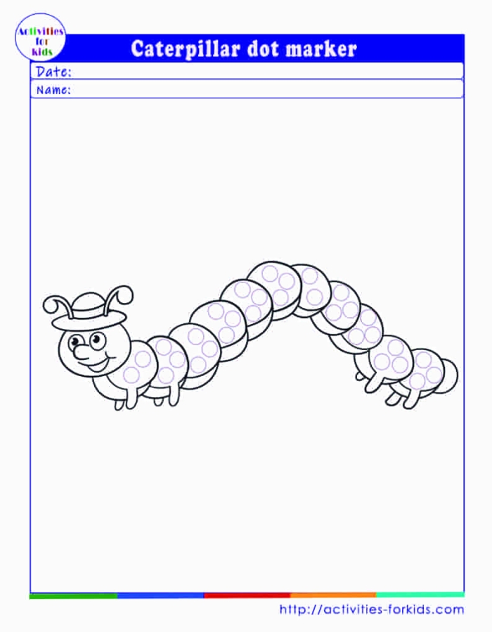 Connect the dots to create a fun caterpillar drawing for young learners Caterpillar Dot-to-Dot worksheet for kindergarten counting practice