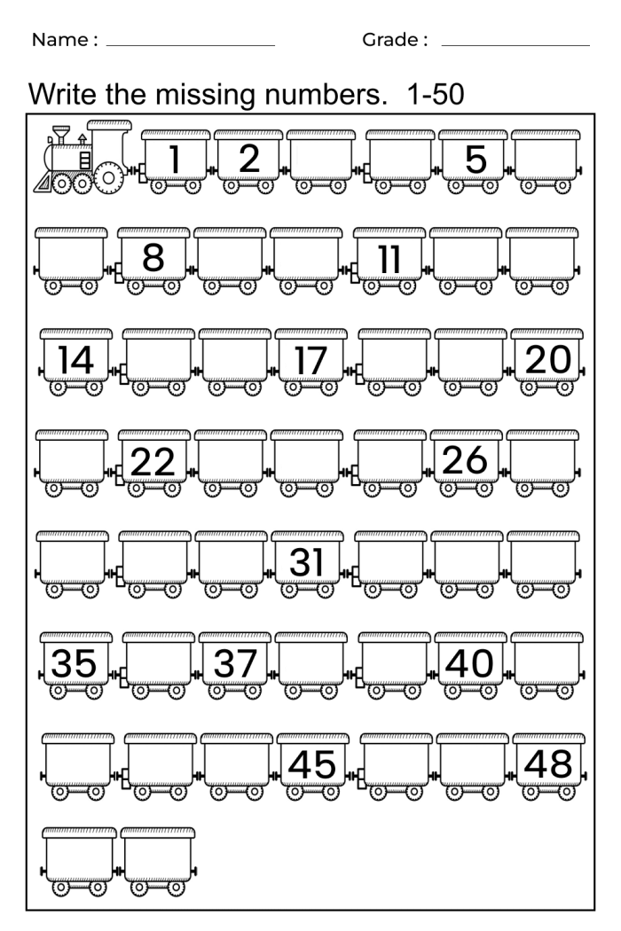 Kindergarten math worksheet featuring a hungry caterpillar with missing numbers from five to ten