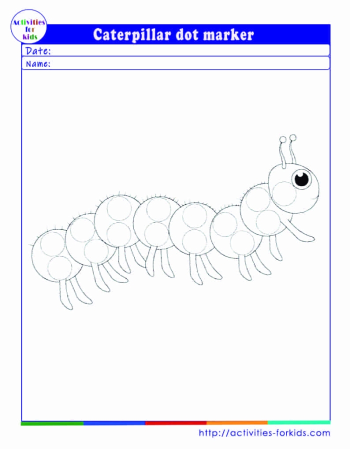 Caterpillar Dot to Dot Worksheet Number 22 Counting Practice Kindergarten student tracing a caterpillar shape by connecting the numbered dots on a worksheet