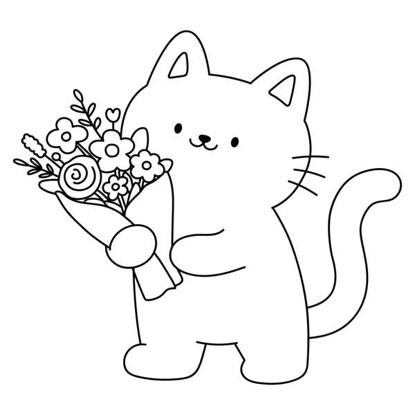 Coloring page featuring cats interacting with a Maneki-neko statue for a numbers and counting worksheet. Charming illustration of a good fortune cat and playful felines for second graders.