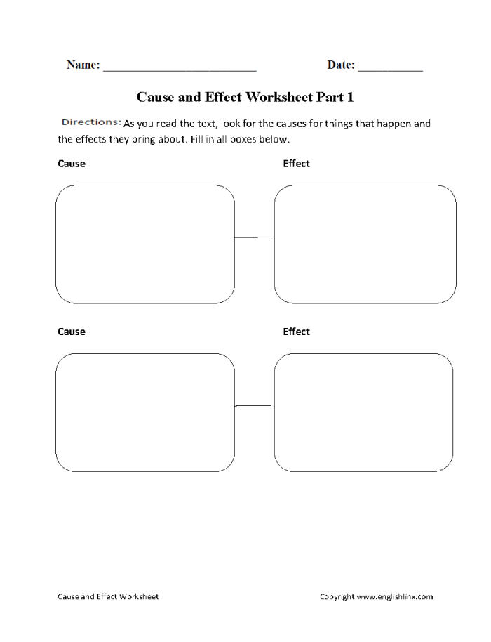 First grade student working on a cause and effect reading practice worksheet