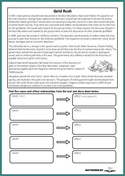 Worksheet showcasing cause and effect relationships in a story about an amusement park adventure. Cause and Effect Reading Comprehension: My Day at the Amusement Park worksheet for third graders.
