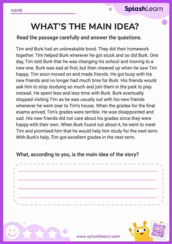 Graphic organizer worksheet showing a central idea circle connected to surrounding boxes for recording key details from informational texts