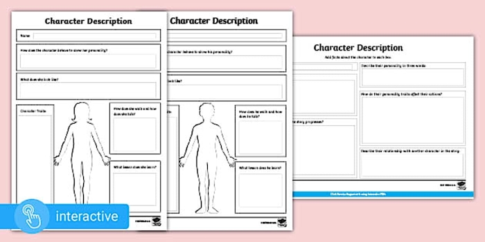 Describe a Character graphic organizer for young readers in first grade Character analysis worksheet for first graders featuring a graphic organizer